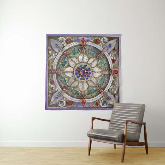 Tenture Ruby, Amethyst, Sapphire et Pearl Mandala (En situation (horizontale))