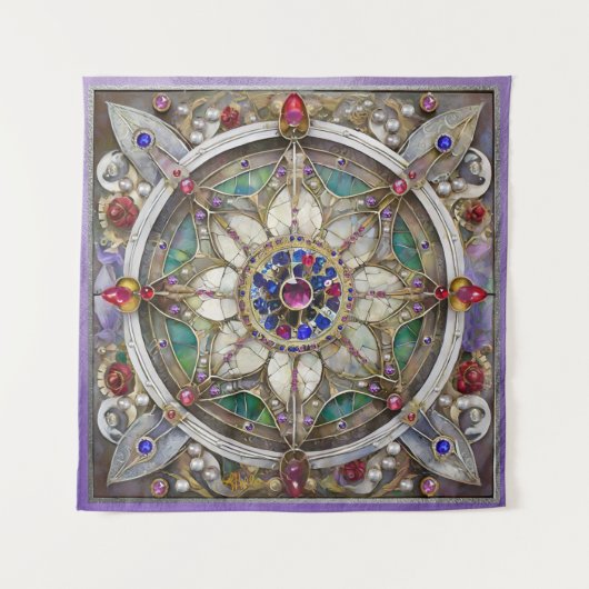 Tenture Ruby, Amethyst, Sapphire et Pearl Mandala (Devant)