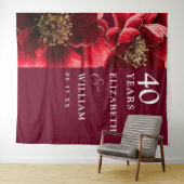 Tenture Ruby Red Floral 40th Anniversary Photo fond (En situation (horizontale))