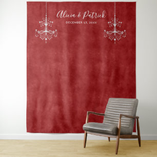 Tenture Ruby Red White Chandeliers Mariage Photo Contexte