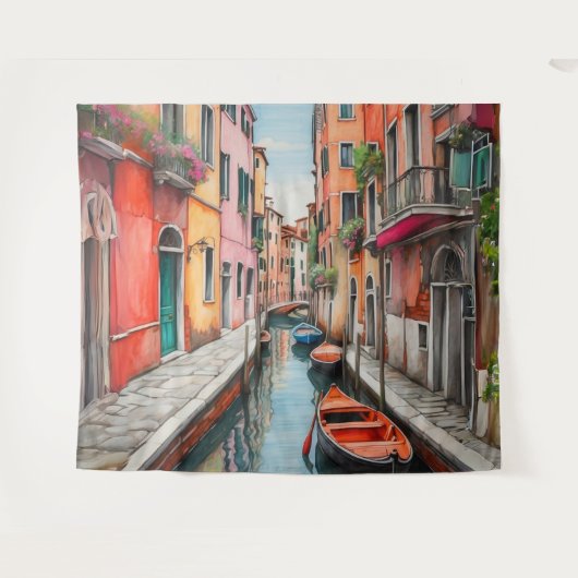 Tenture Rue aquarelle à Venise (Devant (Horizontal))