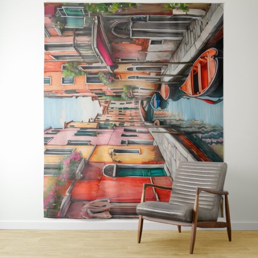 Tenture Rue aquarelle à Venise (En situation)