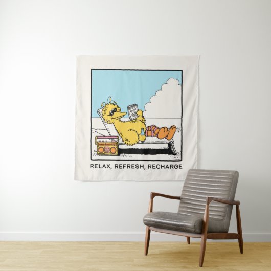 Tenture Rue Sésame | Big Bird Relax Refresh Recharge (En situation)