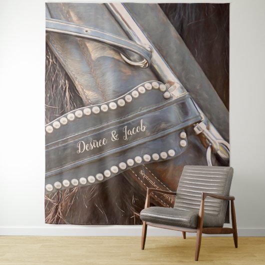 Tenture Russe Mariage Western Horse Photo Booth Backdrop (En situation)