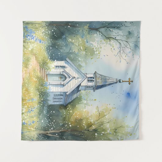 Tenture Rustic Church Path in Wildflower Meadow (Devant (Horizontal))