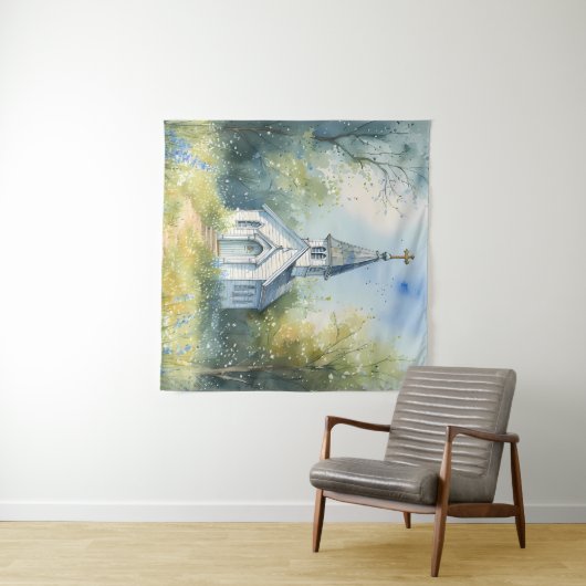 Tenture Rustic Church Path in Wildflower Meadow (En situation (horizontale))