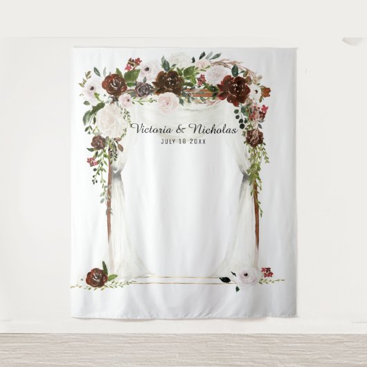 Tenture Rustic Country Floral Mariage Photo Booth Backdrop (Devant)