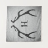 Tenture Rustic Deer Antlers Grey Faux Burlap Texture (Devant (Horizontal))