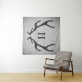 Tenture Rustic Deer Antlers Grey Faux Burlap Texture (En situation (horizontale))
