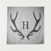 Tenture Rustic Deer Antlers Grey Faux Burlap Texture (Devant)