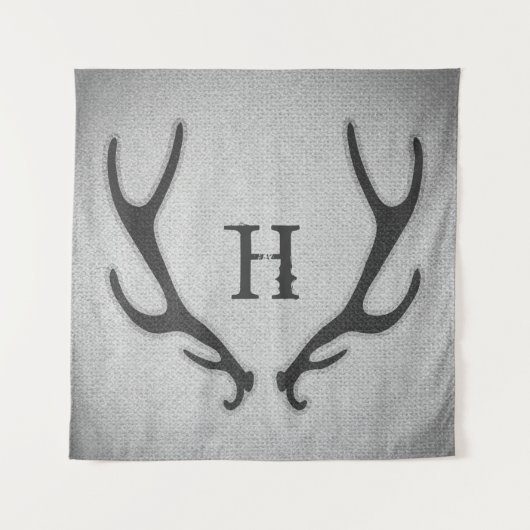 Tenture Rustic Deer Antlers Grey Faux Burlap Texture (Devant)