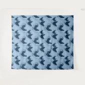 Tenture Rustic Farmhouse Hen Pattern – In Blue (Devant (Horizontal))