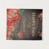 Tenture Rustic Happy Fall Orange Citrouille Fall Leaves Wo (Devant (Horizontal))