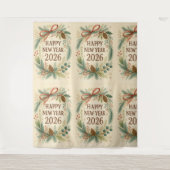 Tenture rustic happy new year 2026 party backdrop (Devant)