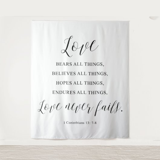 Tenture Rustic “Love Never Fails” Wedding  Backdrop (Devant)