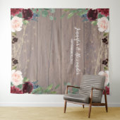 Tenture Rustic Marsala Wood Mariage Photo Booth Backdrop (En situation (horizontale))