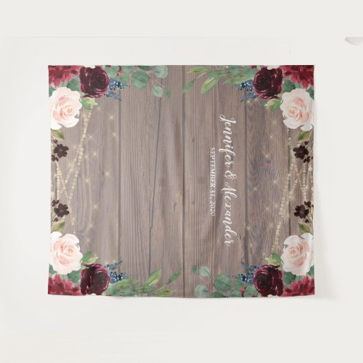 Tenture Rustic Marsala Wood Mariage Photo Booth Backdrop (Devant (Horizontal))