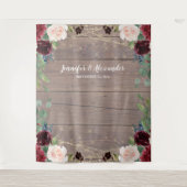 Tenture Rustic Marsala Wood Mariage Photo Booth Backdrop (Devant)