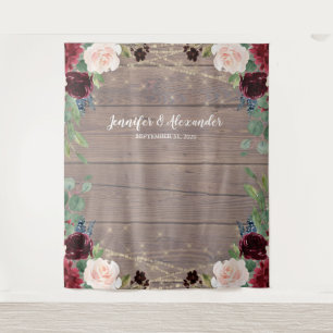 Tenture Rustic Marsala Wood Mariage Photo Booth Backdrop