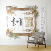 Tenture Rustic Romance Customizable Wedding Arch Backdrop (En situation (horizontale))