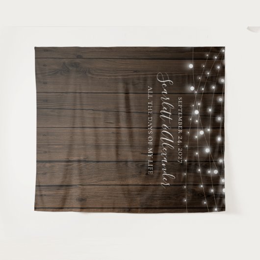 Tenture Rustic String Lights Wedding Backdrop (Devant (Horizontal))