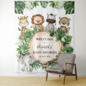 Tenture Rustic Tropical Jungle Safari Animaux Baby Welcome (En situation)