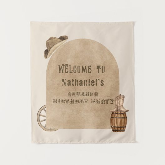 Tenture Rustic western cowboy  birthday backdrop  (Devant)