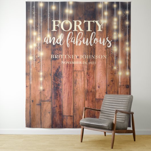 Tenture Rustic Wood Quarante Fabuleux Anniversaire (En situation)