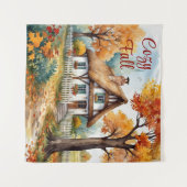 Tenture Rustique Automne Chalet Feuille (Devant (Horizontal))