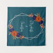 Tenture Rustique Automne Orange Navy Bleu Floral Mariage (Devant (Horizontal))