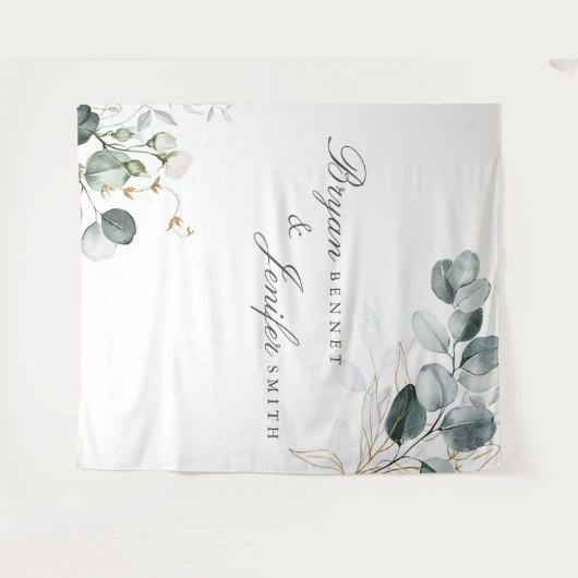 Tenture Rustique Botanique Eucalyptus Mariage de verdure (Devant (Horizontal))