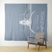 Tenture Rustique Dusty Bleu Blanc Vache Occidentale fond (En situation (horizontale))