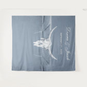 Tenture Rustique Dusty Bleu Blanc Vache Occidentale fond (Devant (Horizontal))