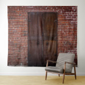 Tenture Rustique Exposé Rouge Brique Bois Porte Arrière-pl (En situation (horizontale))