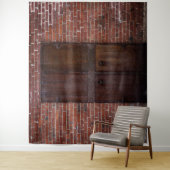 Tenture Rustique Exposé Rouge Brique Bois Porte Arrière-pl (En situation)