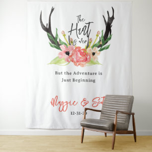 Tenture Rustique Floral Aquarelle Bohème La Chasse est Fin
