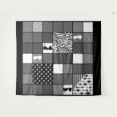 Tenture Rustique, Populaire, Noir et blanc, Patchwork, Sim (Devant (Horizontal))