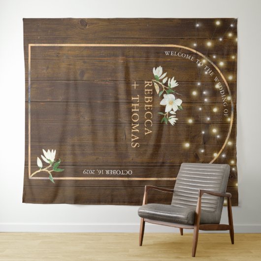Tenture Rustique String éclaire Gold Arch Magnolia Mariage (En situation (horizontale))