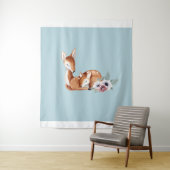 Tenture Rustique Vintage Cerf Floral Forestier (En situation)