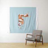 Tenture Rustique Vintage Cerf Floral Forestier (En situation (horizontale))