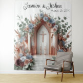 Tenture Sacred Bloom: A Moment of Grace Wedding Backdrop (En situation)