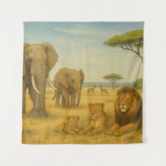 Tenture Safari Animaux Forêt Africaine (Devant (Horizontal))