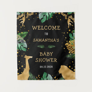 Tenture Safari Baby shower Black Gold Green Welcome