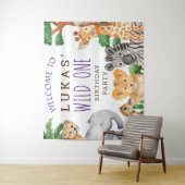 Tenture Safari Jungle Cute 1er Anniversaire Bienvenue Fête (En situation)