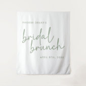 Tenture Sage & Blanc Minimaliste Bridal Brunch Contexte (Devant)
