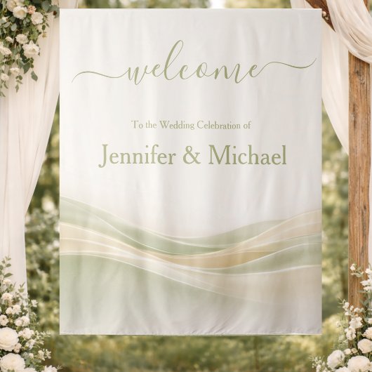 Tenture Sage Green and Ivory Wedding Sign