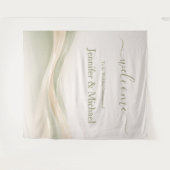 Tenture Sage Green and Ivory Wedding Sign (Devant (Horizontal))