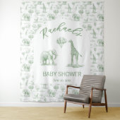 Tenture Sage Green Baby shower Bannière Safari Toile (En situation)
