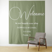 Tenture Sage Green Bienvenue Mariage Photo Prop fond (En situation)