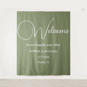 Tenture Sage Green Bienvenue Mariage Photo Prop fond (Devant)